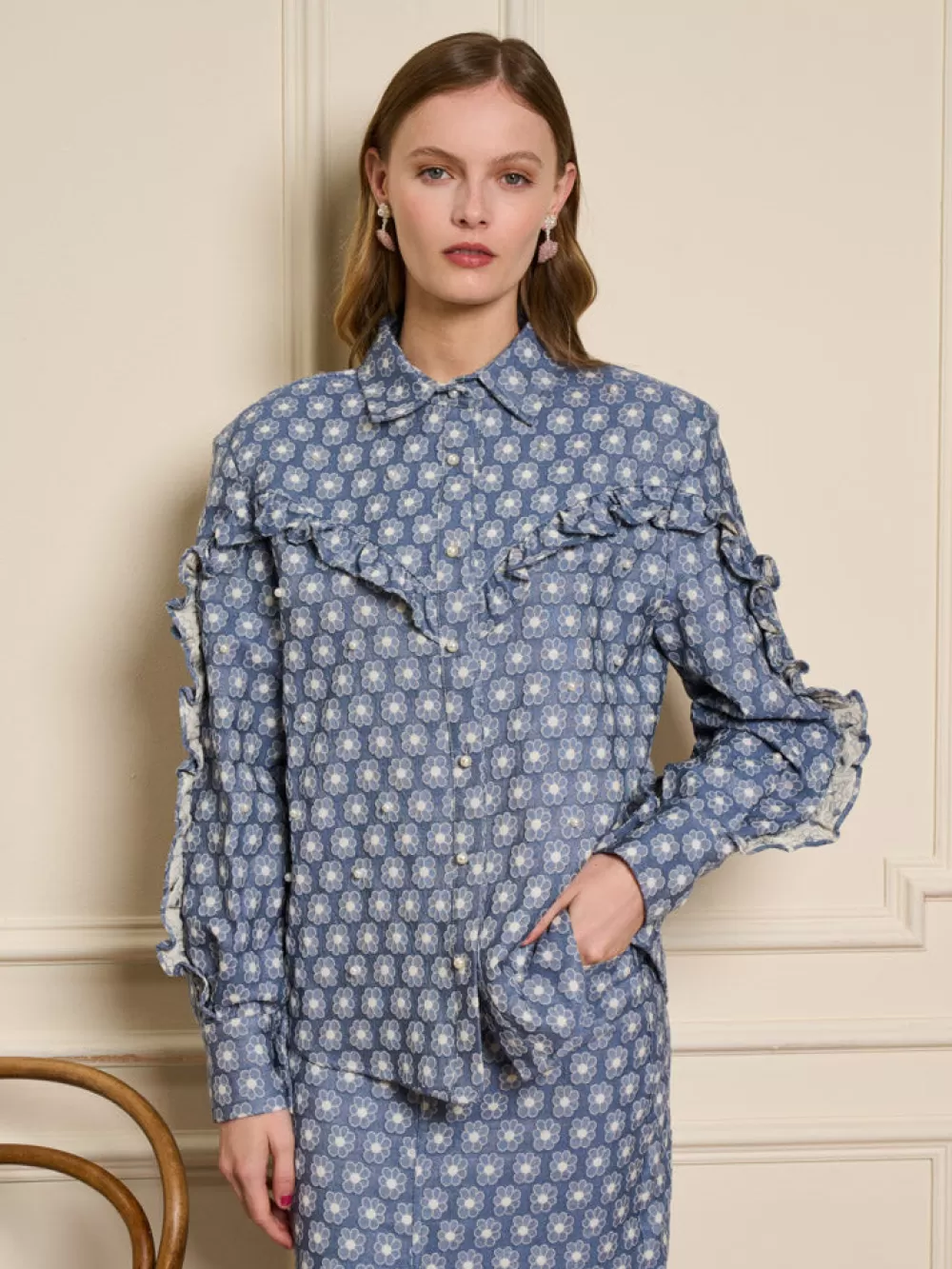 Online Daisy Denim Pearl Shirt Women Tops