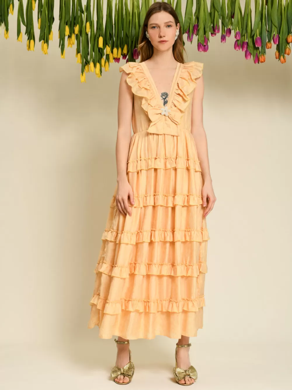 Store DREAM Apricot Tulip Ruffle Dress Women Dresses | Dream