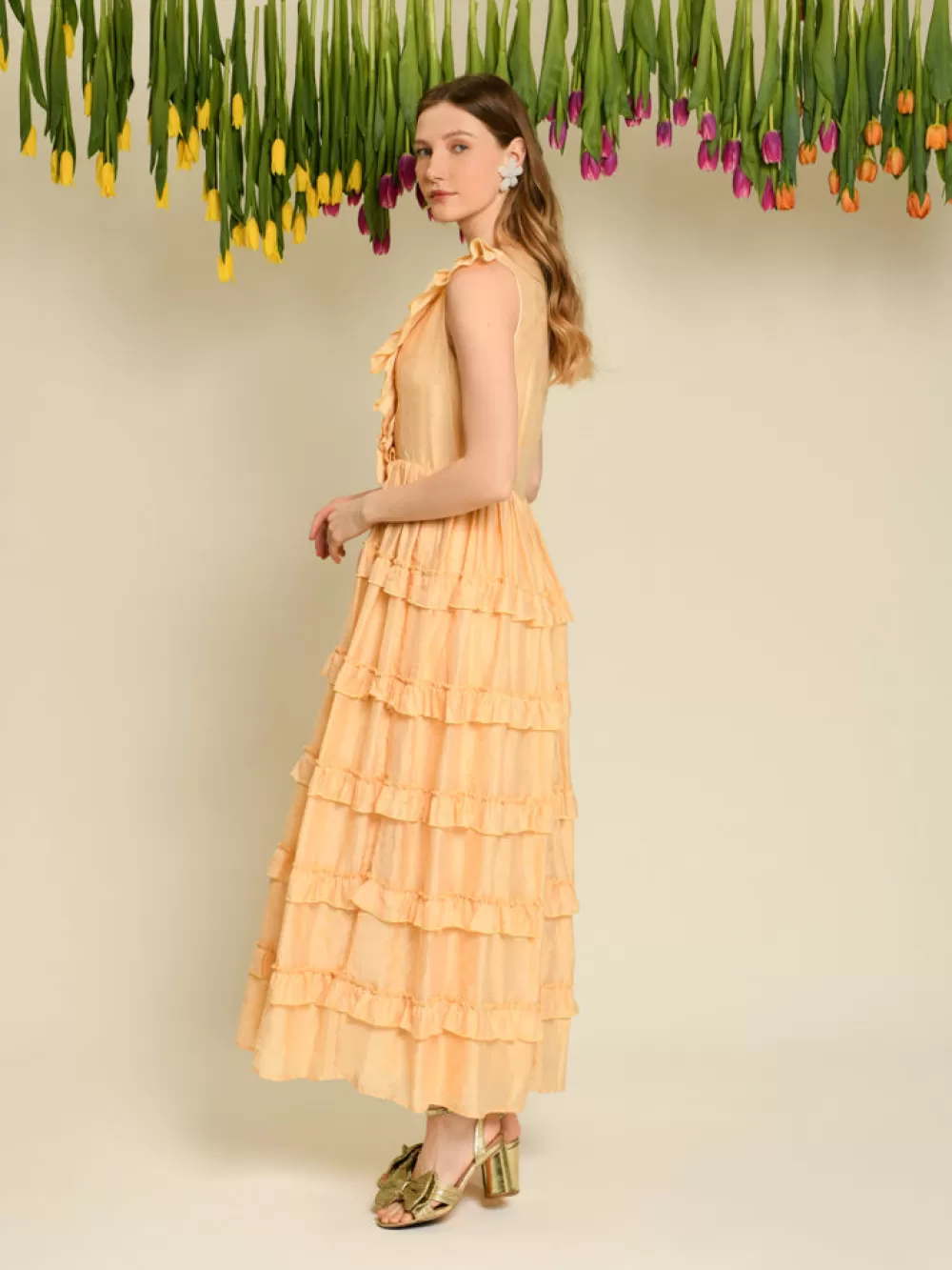 Store DREAM Apricot Tulip Ruffle Dress Women Dresses | Dream