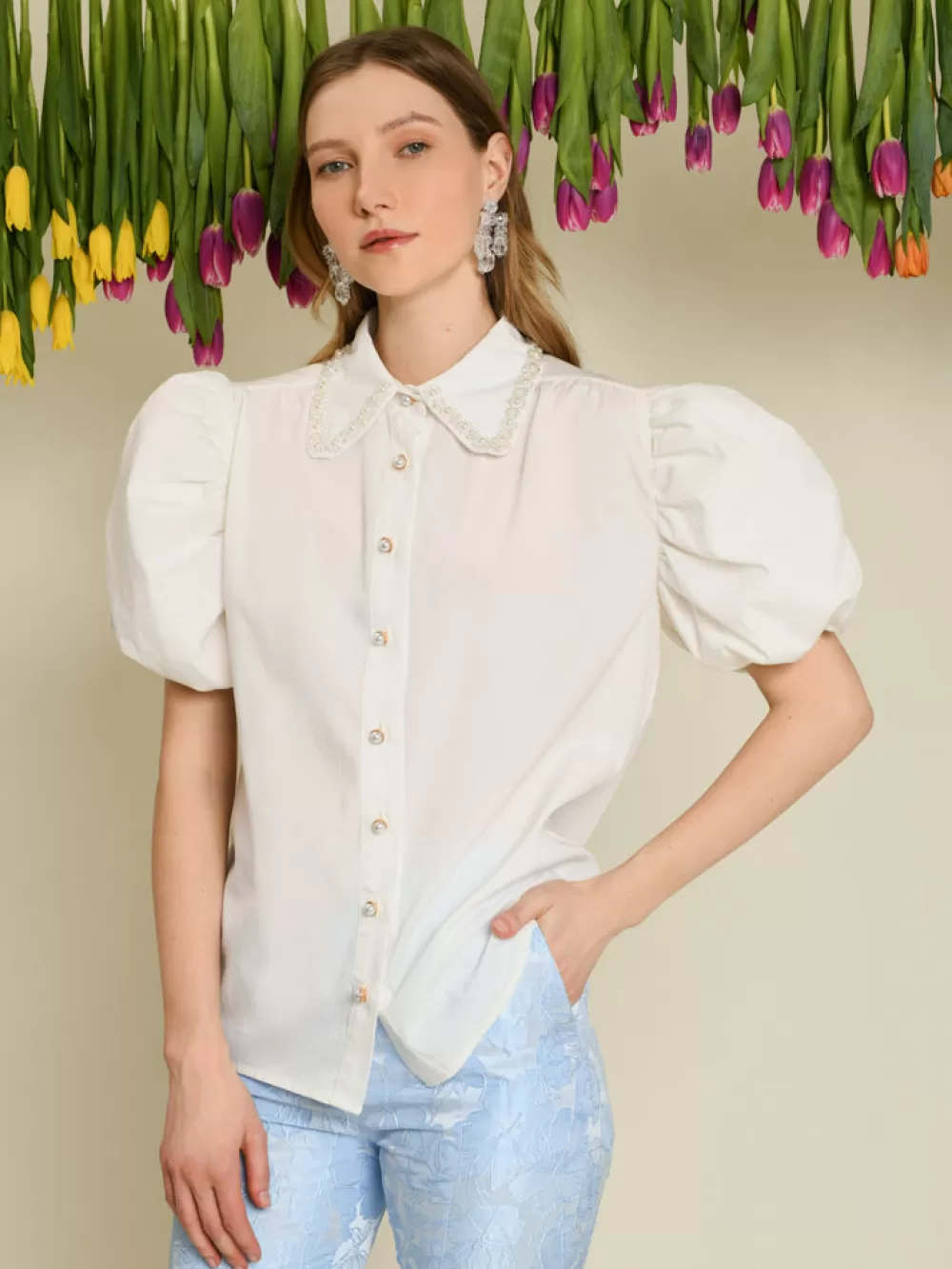 Store DREAM Arabella Bead Collar Shirt Women Tops | Dream