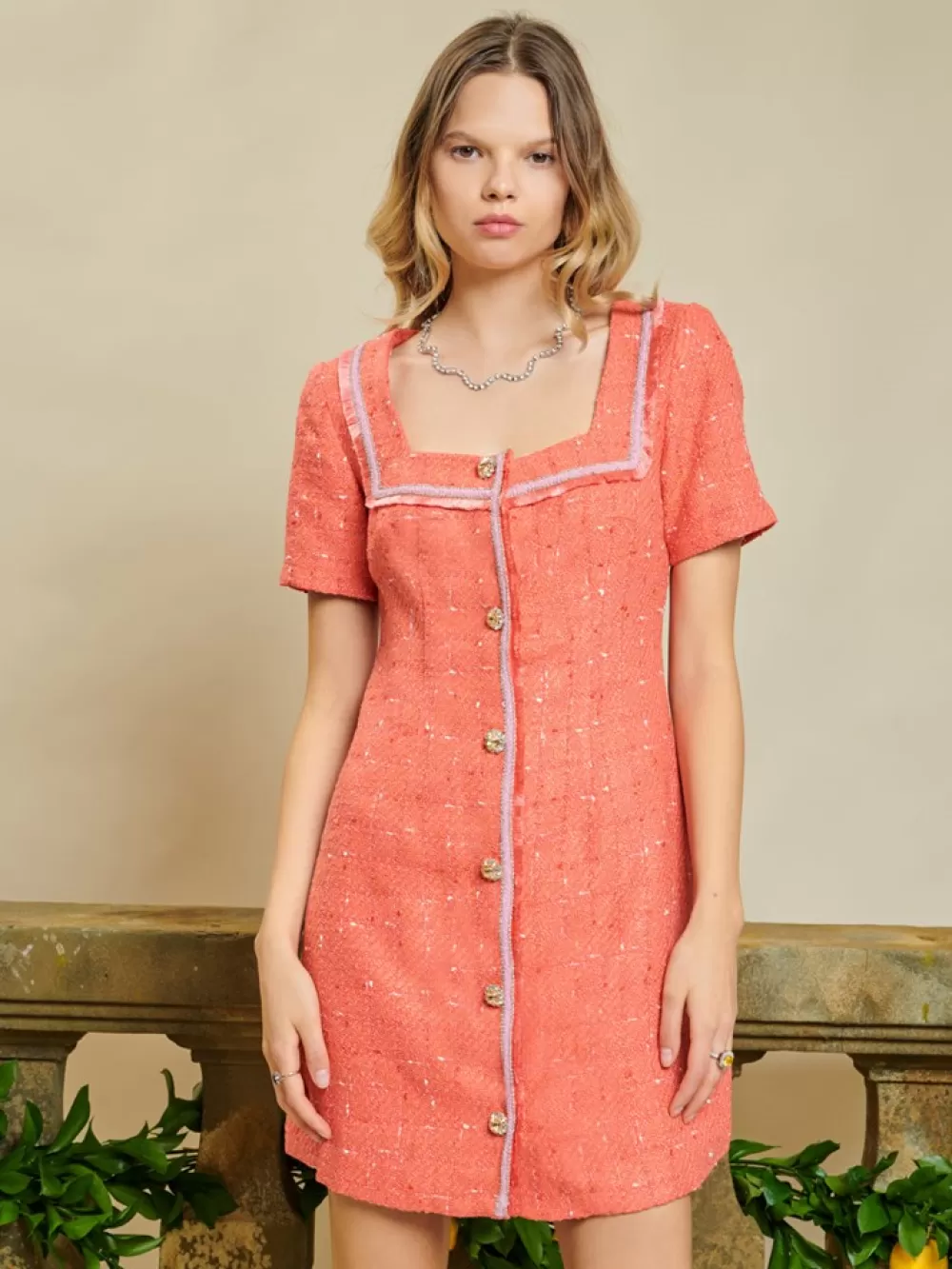 Discount DREAM Citrus Summer Tweed Dress Women Dresses | Dream