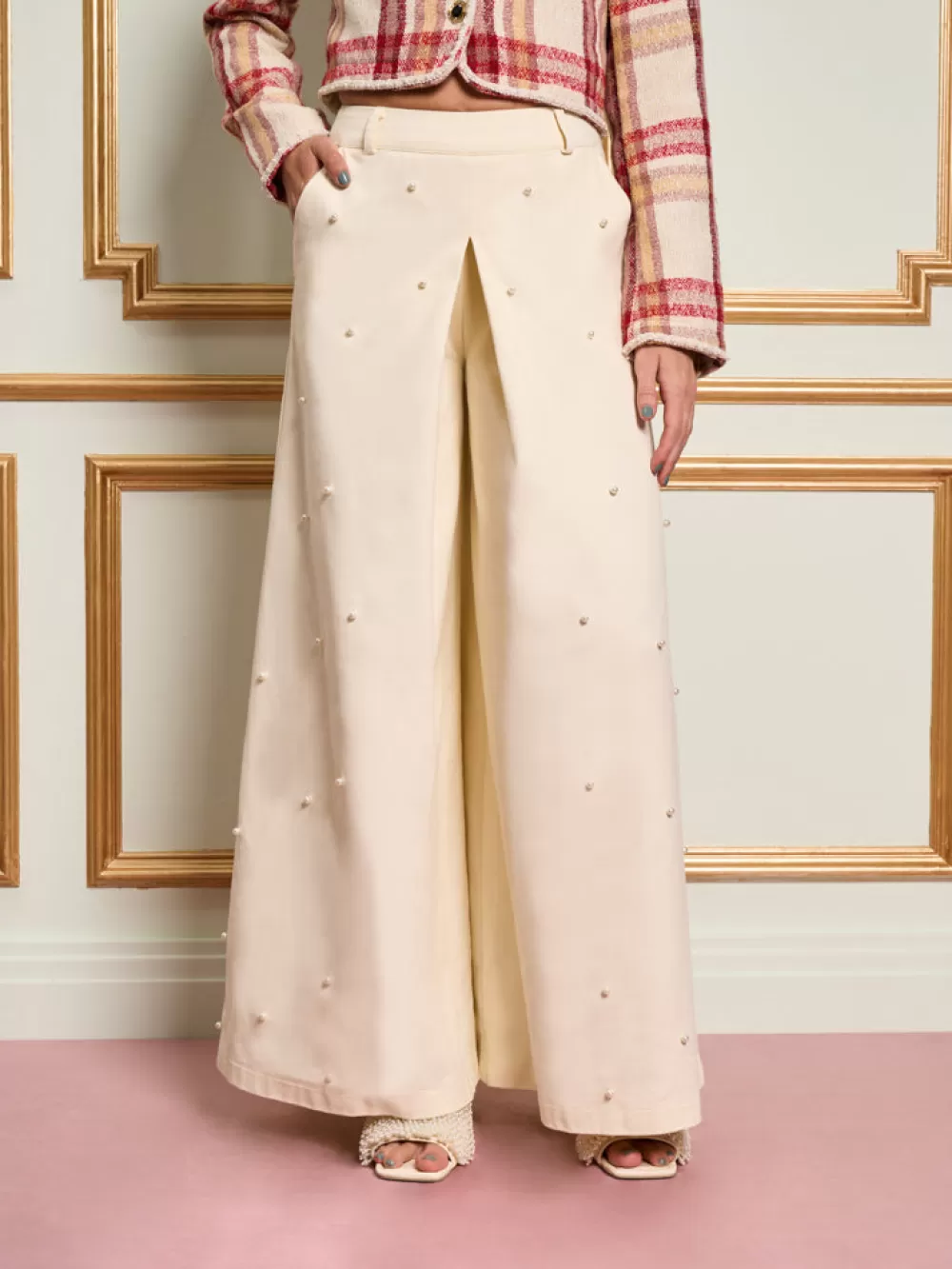 Sale DREAM Creme Pearl Maxi Trousers Women Bottoms | Dream