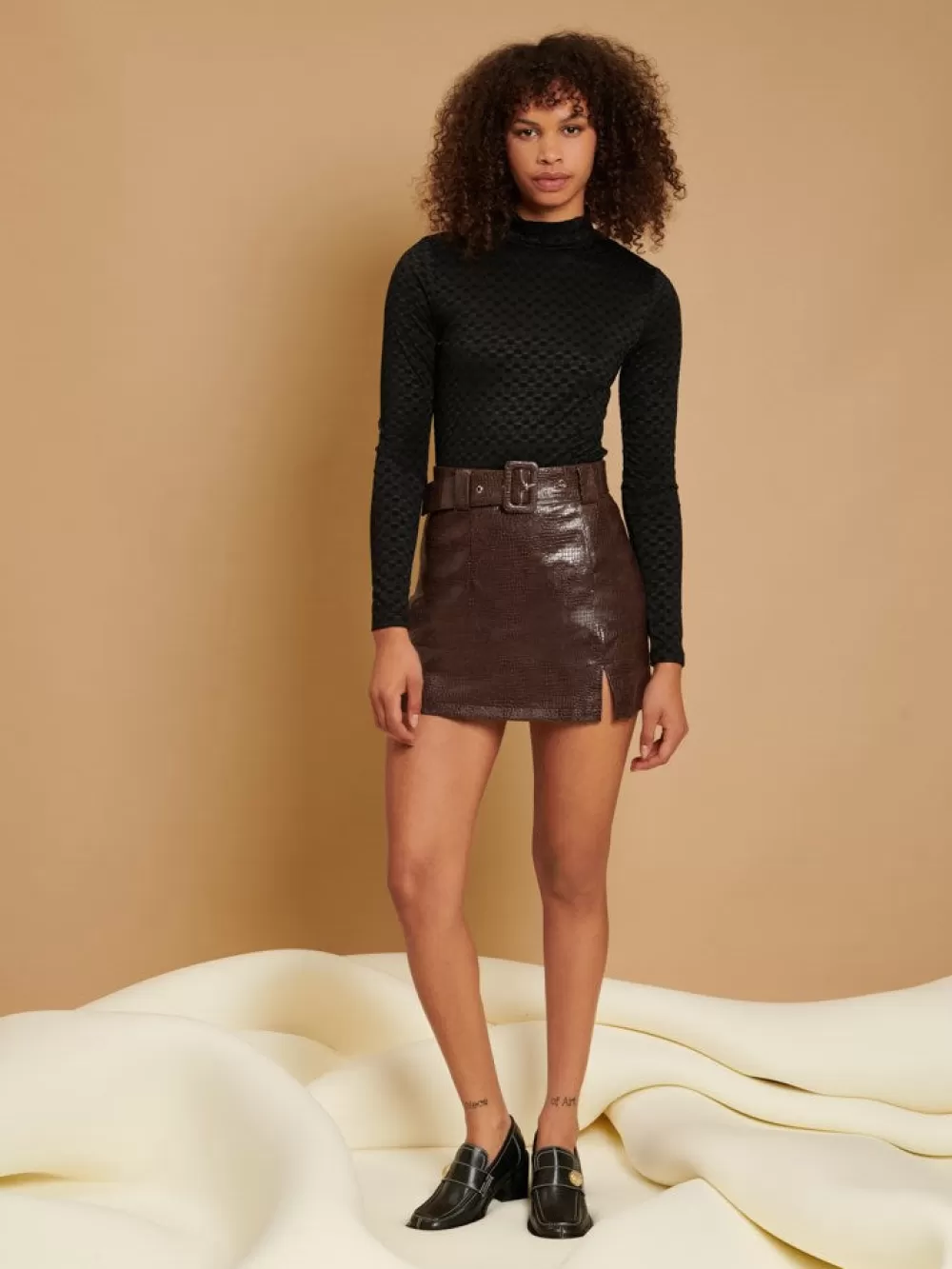 Sale Ghospell Aila Faux Leather Mini Skirt Women Bottoms | Ghospell