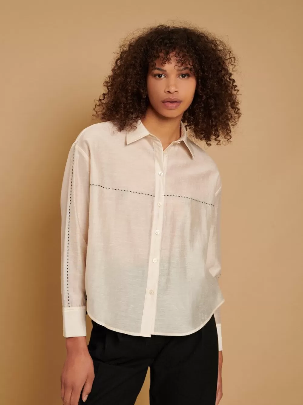 Store Ghospell Bexley Top Stitch Shirt Women Tops | Ghospell