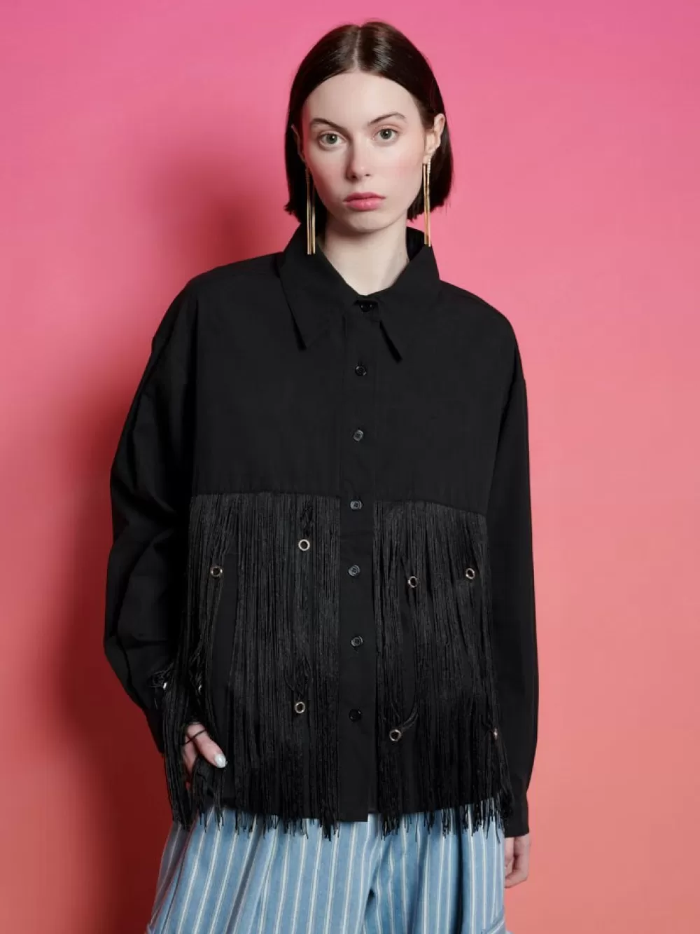 Flash Sale Ghospell Frida Fringe Shirt Women Tops | Ghospell