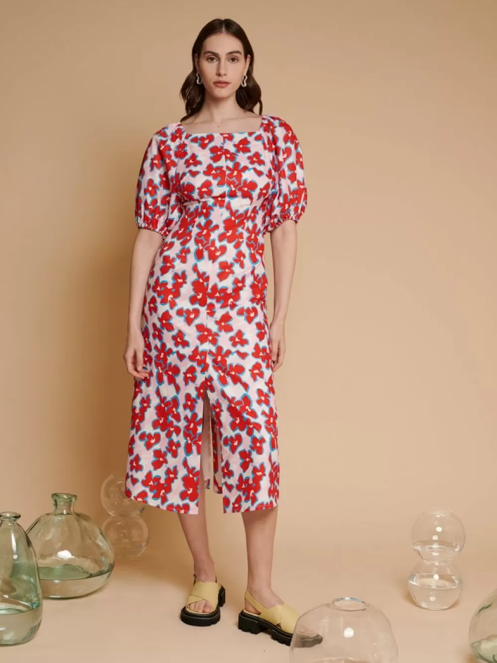 Outlet Ghospell Scout Floral Midi Dress Women Dresses | Ghospell