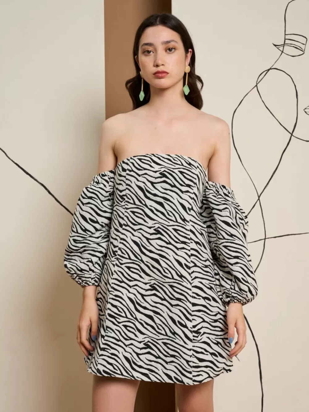 Clearance Ghospell Stevie Zebra Bandeau Dress Women Dresses | Ghospell