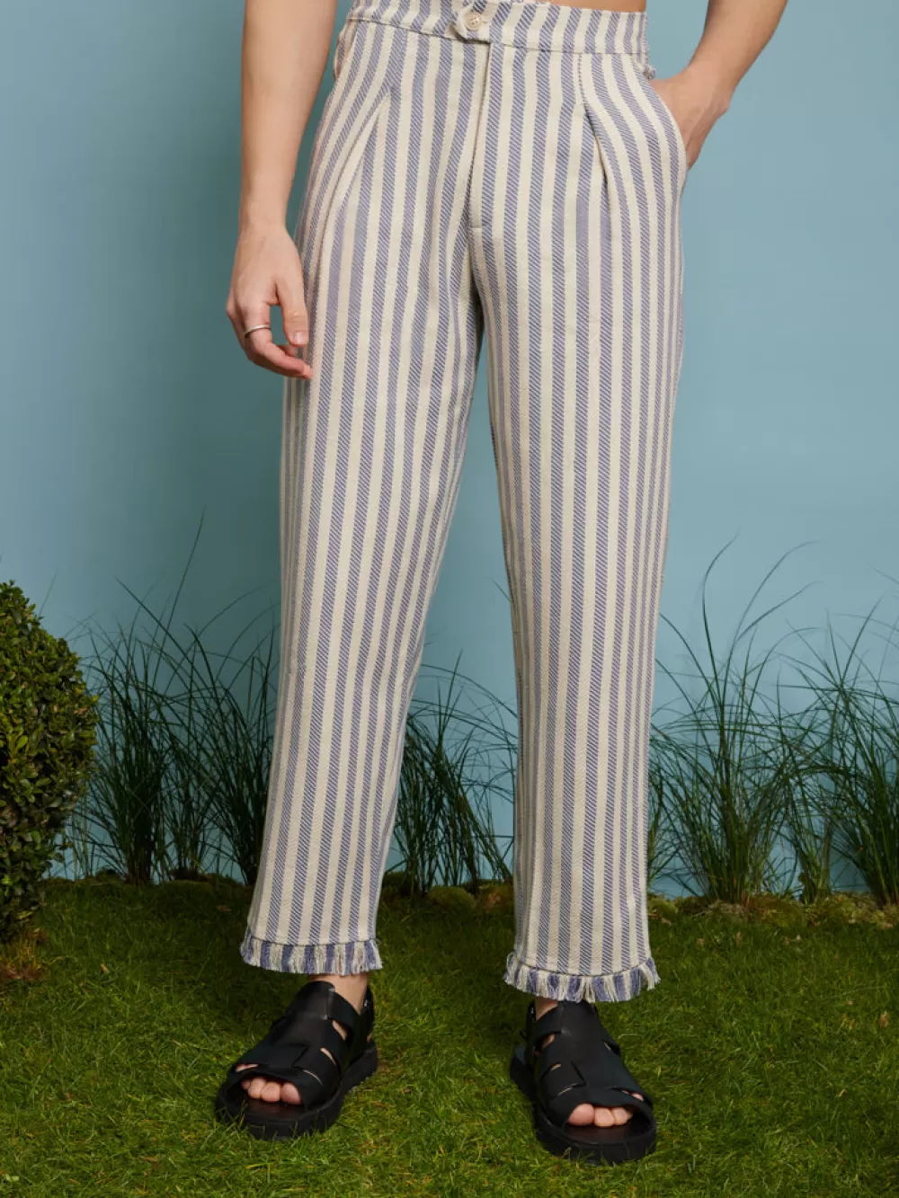 Shop Layne Fray Stripe Trousers Trousers