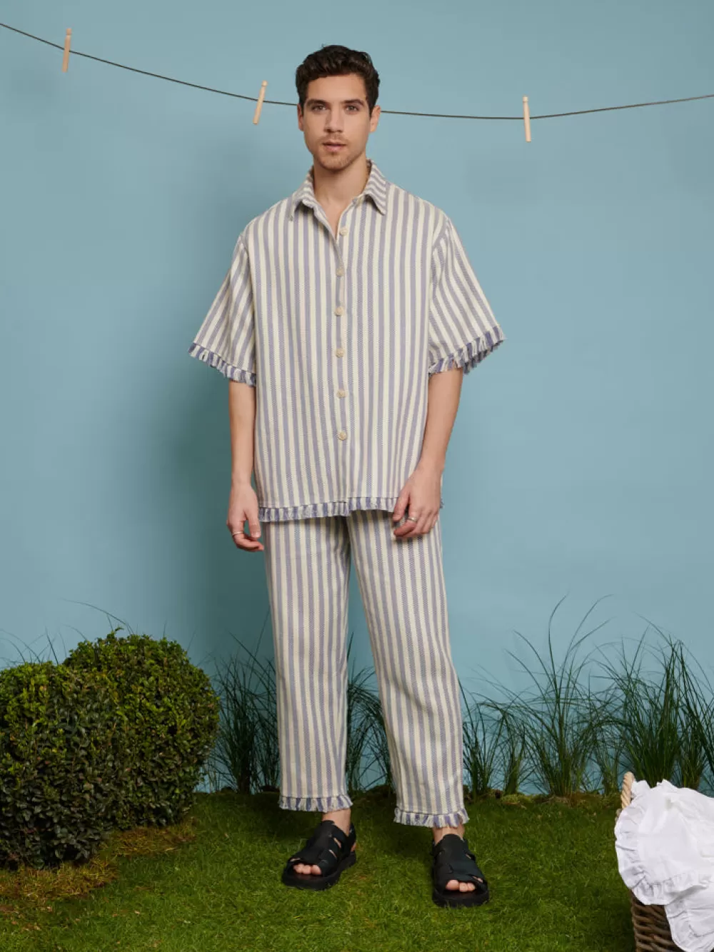 Shop Layne Fray Stripe Trousers Trousers