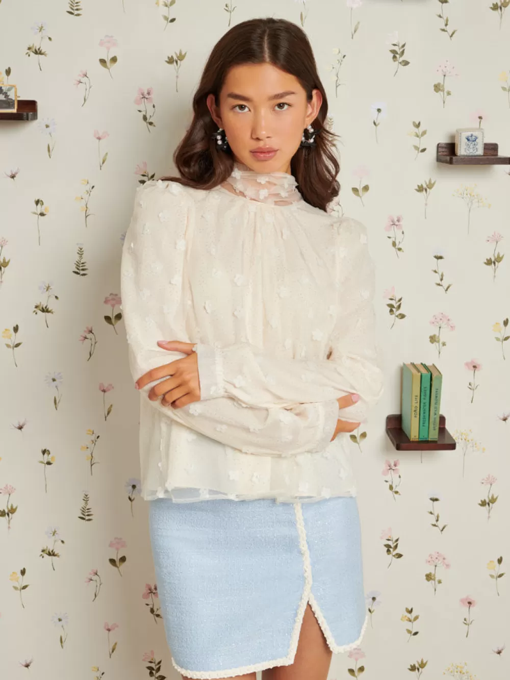 Shop Mementos Tulle Blouse Women Tops