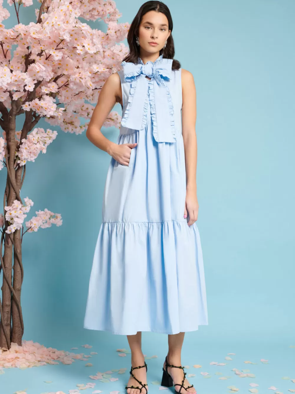 New Skye Bow Midi Dress Women Dresses