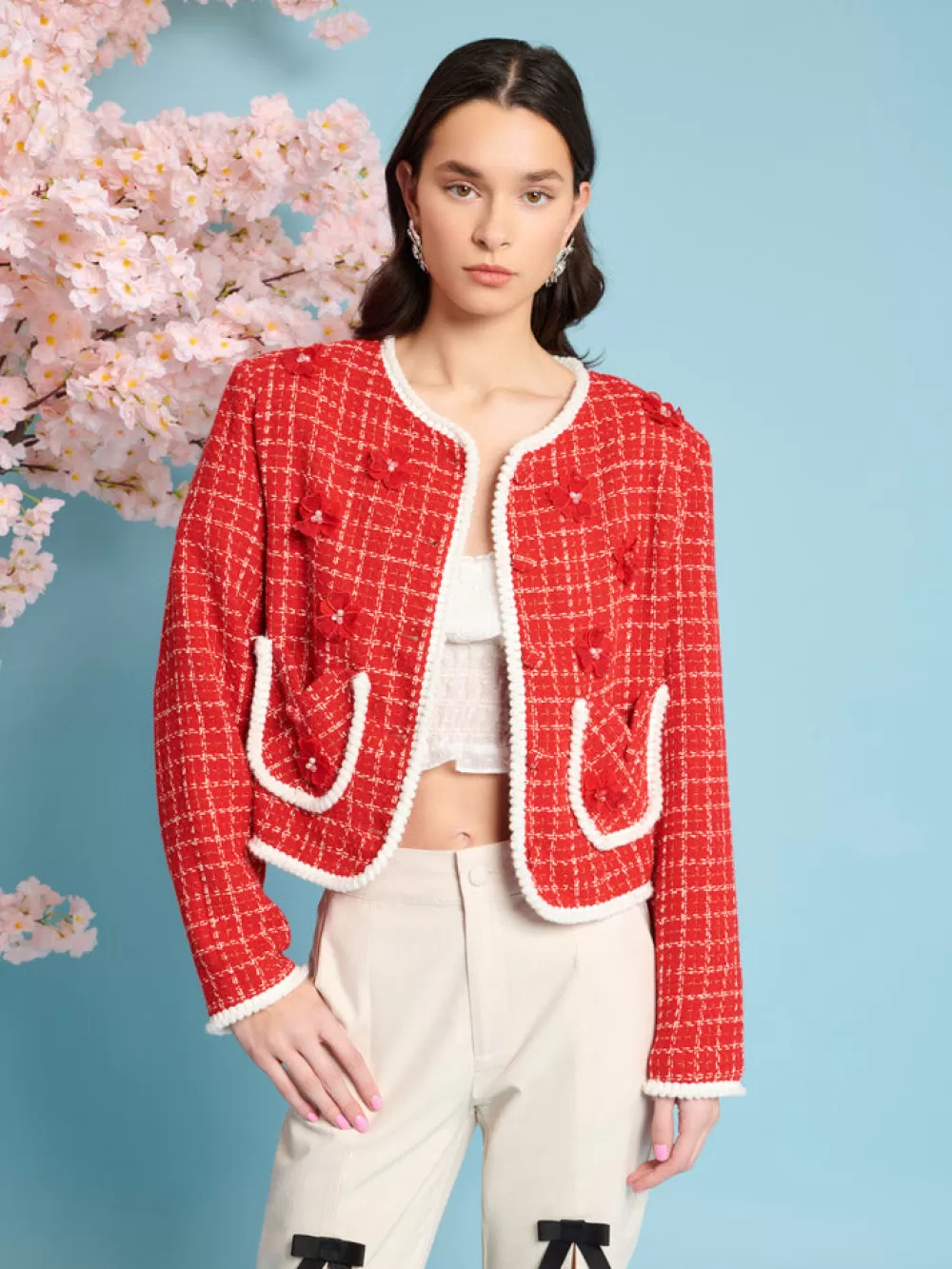 Store Sweet Cherry Tweed Jacket Women Jackets