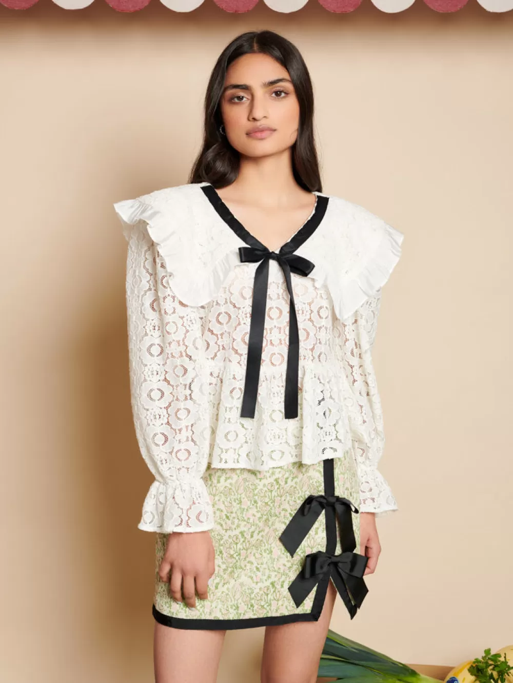 Sale Vanilla Lace Bow Top Women Tops